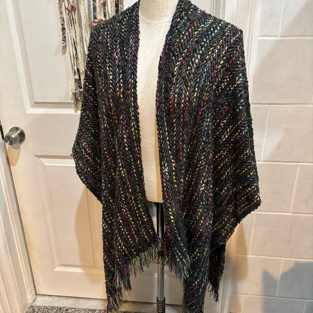Everything in love rainbow poncho with sleeves